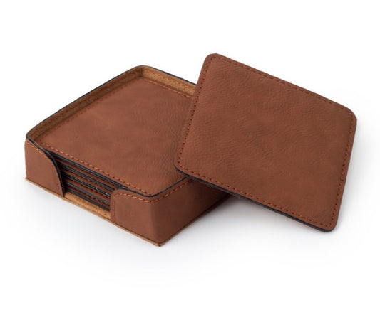 Custom Engraved Leather Coasters