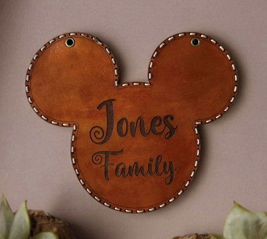 Handmade Leather Stroller Sign